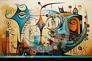 Abstraction using symbols of Egyptian mythology photo