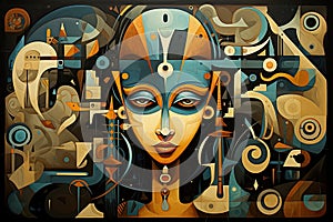 Abstraction using symbols of Egyptian mythology photo