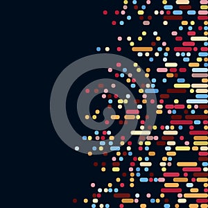 Abstractly arranged dots on blue background.