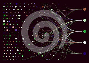 Abstractly arranged dots are connected by lines