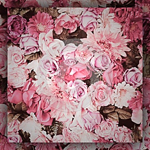 Abstracts Pink White Roses Art