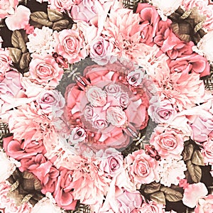 Abstracts Pink White Roses Art