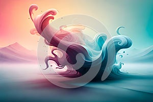 Abstraxy purple cyan colored gradient ink smoke. artistic artwork. modern background design. spiral swirls