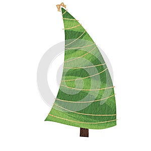 Abstrct Christmas pine tree with garland and bow illustration for decoration on Christmas holiday ecent photo