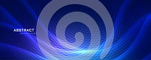 Abstrract blue wavy background with circular lines