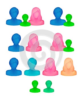 Abstruct faceless person wearing a mask portrait illustration  set