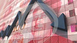 Falling red graph on Yuan money diagram photo