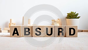 ABSURD word made with building blocks isolated on white