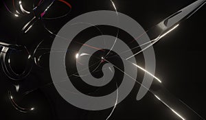 abtract black background som light spin, 3d rendering