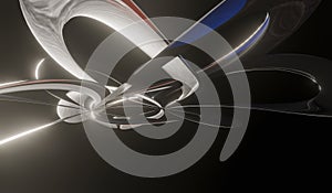 abtract black background som light spin, 3d rendering