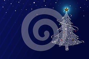 Abtract christmas tree on the blue background