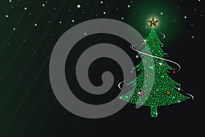 Abtract christmas tree on the green background photo