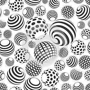 Abtract halftone spheres seamless pattern