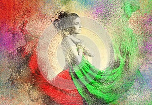 Abtract Lady in Splatter Background