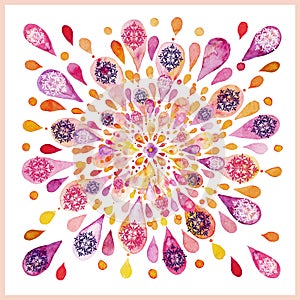 abtract watercolor geometric silk scarf design