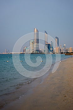 Abu Dhabi beach and skyline