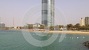 Abu dhabi city hotel beach bay life 4k uae