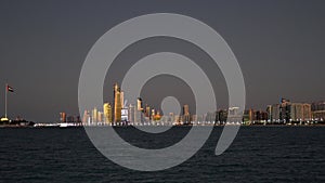 Abu Dhabi city iconic skyline and beach at night | UAE | Corniche Abu Dhabi travel attractions