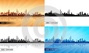 Abu Dhabi city skyline silhouette set