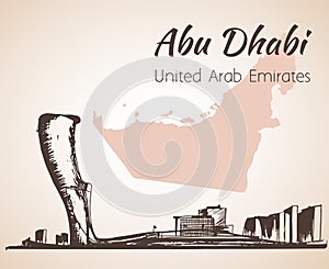 Abu Dhabi cityscape sketch - UAE.