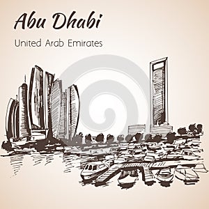 Abu Dhabi cityscape sketch - UAE.