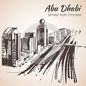 Abu Dhabi cityscape sketch - UAE.