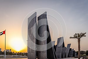 Abu Dhabi, Dubai - 29 April 2021: View of the WAHAT AL KARAMA in UNITED ARAB EMIRATES on a rainy day before sunset