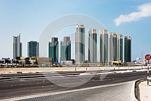 Abu Dhabi new district with skyscrapers. United Arab Emirates