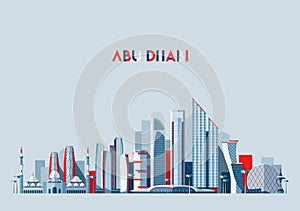 Abu Dhabi skyline Arab Emirates vector flat design