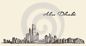 Abu Dhabi skyline illustration hand drawn sketch