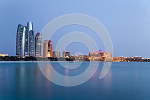 Abu Dhabi skyline after the sunset