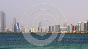 Abu dhabi summer day beach bay panorama 4k uae