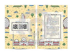 Abu Dhabi traveling banners set in linear style
