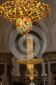 Abu Dhabi, UAE - 11.27.2022 - Inside of a Sheikh Zayed grand mosque, largest mosque in the country. Religion
