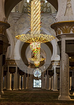 Abu Dhabi, UAE - 11.27.2022 - Inside of a Sheikh Zayed grand mosque, largest mosque in the country. Religion