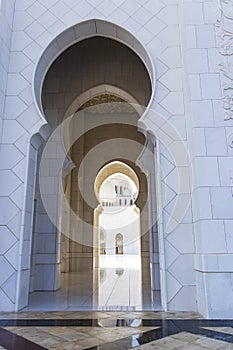 Abu Dhabi, UAE - 11.27.2022 - View of a Sheikh Zayed grand mosque, largest mosque in the country. Religion