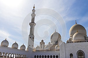 Abu Dhabi, UAE - 11.27.2022 - View of a Sheikh Zayed grand mosque, largest mosque in the country. Religion