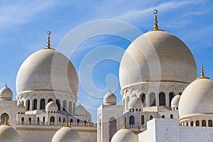 Abu Dhabi, UAE - 11.27.2022 - View of a Sheikh Zayed grand mosque, largest mosque in the country. Religion