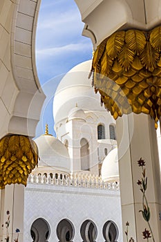 Abu Dhabi, UAE - 11.27.2022 - View of a Sheikh Zayed grand mosque, largest mosque in the country. Religion