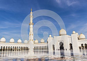 Abu Dhabi, UAE - 11.27.2022 - View of a Sheikh Zayed grand mosque, largest mosque in the country. Religion