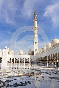 Abu Dhabi, UAE - 11.27.2022 - View of a Sheikh Zayed grand mosque, largest mosque in the country. Religion