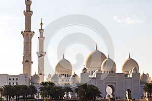 Abu Dhabi, UAE - 11.27.2022 - View of a Sheikh Zayed grand mosque, largest mosque in the country. Religion