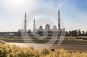 Abu Dhabi, UAE - 11.27.2022 - View of a Sheikh Zayed grand mosque, largest mosque in the country. Religion