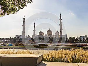 Abu Dhabi, UAE - 11.27.2022 - View of a Sheikh Zayed grand mosque, largest mosque in the country. Religion