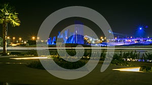 Abu Dhabi, UAE - 29 November 2020, Wahat al karama in United Arab Emirates celebrating 49th National Day with laser show