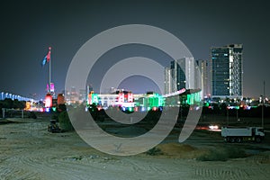 Abu Dhabi, UAE - 29 November 2020, Wahat al karama in United Arab Emirates celebrating 49th National Day with laser show