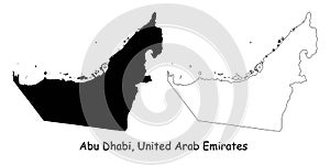 Abu Dhabi, United Arab Emirates. Detailed Country Map with Location Pin on Capital City