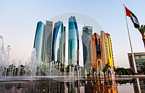 Abu Dhabi, United Arab Emirates - November 1, 2019: Etihad towers skyscrapers at the downtown Abu Dhabi photo