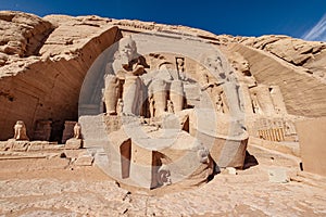 Abu Simbel Great Temple of Ramesses II near Abu Simbel Nubian Village near Lake Nasser and Aswan