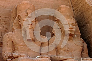 Abu-Simbel Pharoah Faces in Nubia, Egypt